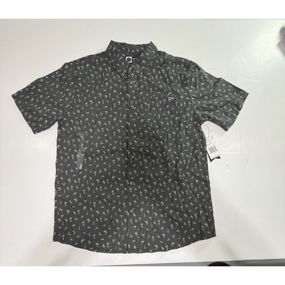 NWT Salty Crew Nautical Print Short Sleeve Button Up Casual Shirt Men’s Small